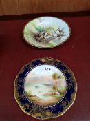 TWO ANTIQUE HAND PAINTED CABINET PLATES