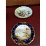 TWO ANTIQUE HAND PAINTED CABINET PLATES