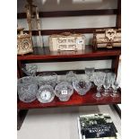 SHELF LOT CRYSTAL TO INCLUDE TYRONE CLOCK