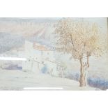 ANTIQUE FRENCH WATERCOLOUR PAINTING, ALPES, SIGNED AND DATED 1901