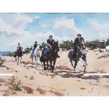 WATERCOLOUR - K.HAYS - HORSES ON BEACH