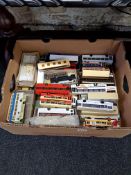 BOX OF BUILT AND PARTLY BUILT MODEL BUSES