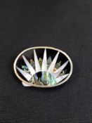 SILVER AND MOTHER OF PEARL BROOCH