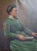 LARGE PORTRAIT PAINTING OF A WOMAN 43''X33'' GEORGE FREDERICK HARRIS (1856-1924)WELSH