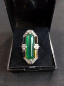 JADE STYLE RING WITH GOLD SHANK