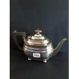 SIVER TEAPOT ON BUN FEET - BIRMINGHAM CIRCA 620 GRAMS