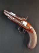 POCKET PISTOL (PERCUSSION HAMMER) BECKLEY TO LOCK MARKED OXFORD TO TOP OF BARREL. FINE QUALITY