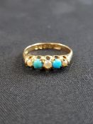 18 CARAT GOLD TORQUOISE AND SEED PEARL RING
