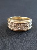 9 CARAT GOLD AND DOUBLE ROW DIAMOND RING WITH 0.50 CARAT OF DIAMONDS 6.65G