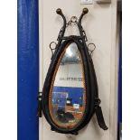 VICTORIAN LEATHER AND BRASS HALTER MIRROR