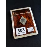 SILVER, TORTOISESHELL AND MOTHER OF PEARL CARD CASE