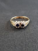 9 CARAT GOLD SAPPHIRE AND CUBIC ZIRCONIA RING