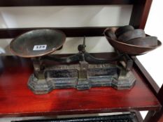OLD SET OF SCALES WITH WEIGHTS