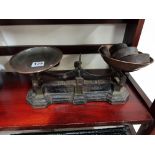 OLD SET OF SCALES WITH WEIGHTS