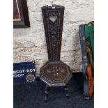 IRISH HEAVILY CARVED SPINNERS CHAIR WITH HEART DESIGN