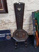 IRISH HEAVILY CARVED SPINNERS CHAIR WITH HEART DESIGN