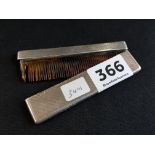 SILVER AND FAUX TORTOISESHELL COMB AND COVER BIRMINGHAM 1953-4