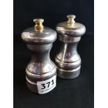 SOLID SILVER SALT AND PEPPER GRINDERS BOTH BIRMINGHAM & MADE BY LRW SLIGHT DIFFERENT DATES - CIRCA