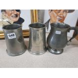 3 PEWTER TANKARDS