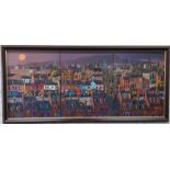 GEORGE CALLAGHAN - OIL ON CANVAS (X3) TRIPTYCH - TITLED CRUMLIN, FALLS & THE SHANKILL