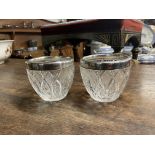 A PAIR OF SILVER MOUNTED CUT GLASS BOWLS . BIRMINGHAM 1904 BARKER BROS.