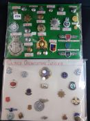 SHEET OF CHURCH BADGES AND POLICE BADGES
