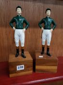 PAIR OF ANTIQUE COLD PAINTED METAL LAWN JOCKEY'S
