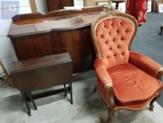 SIDEBOARD, ARMCHAIR AND DROP LEAF TABLE