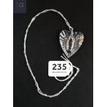 SILVER CRYSTAL HEART/ANGEL WING PENDANT