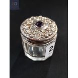 ANTIQUE SILVER AND AMETHYST TOP JAR