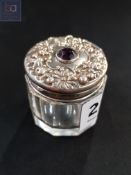 ANTIQUE SILVER AND AMETHYST TOP JAR