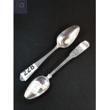 2 IRISH TEASPOONS CIRCA 1800