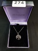 SILVER TREE OF LIFE CRYSTAL PENDANT AND CHAIN