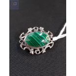 SILVER MALACHITE BROOCH