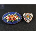 2 X MICRO MOSAIC BROOCHES