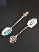 SILVER AND ENAMEL SPOON (ULSTER MONARCH) (INFANTRY LANDING SHIP TO GIBRALTAR) AND A SILVER AND
