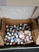 BOX OF CANVAS FRAMES AND OIL PAINTS