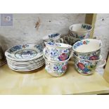 9 STRATHMORE (MASONS) CUPS AND SAUCERS