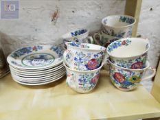 9 STRATHMORE (MASONS) CUPS AND SAUCERS