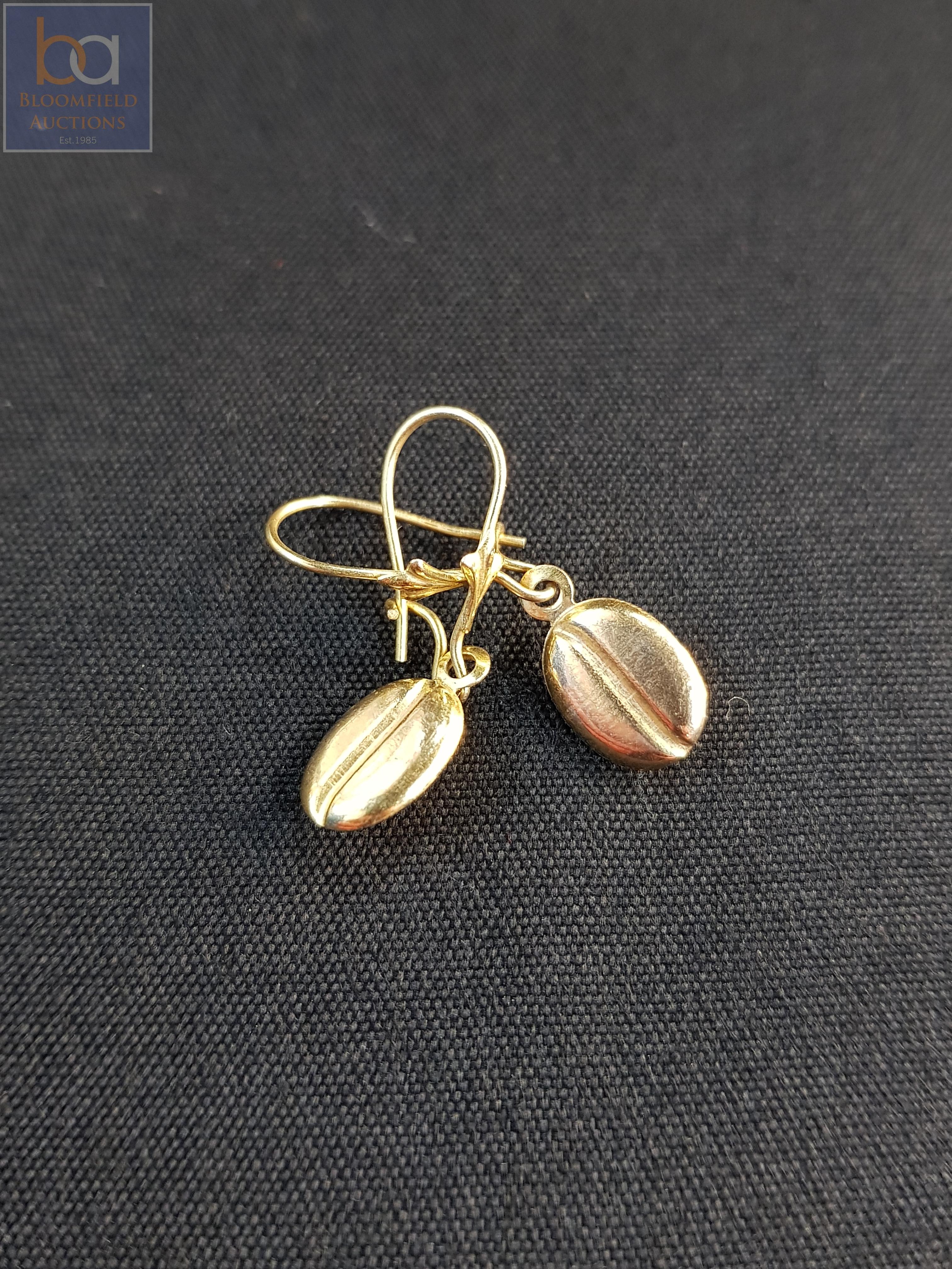 PAIR 9 CARAT GOLD COFFEE BEAN SHAPE EARRINGS