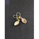 PAIR 9 CARAT GOLD COFFEE BEAN SHAPE EARRINGS