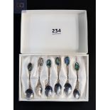 CASED SET OF 6 SILVER SHELL OBLANE SPOONS
