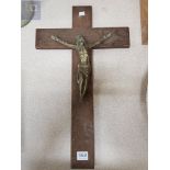 WOOD AND BRASS CRUCIFIX