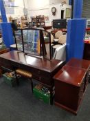 STAG DRESSING TABLE, STOOL AND 2 3 DRAWER LOCKERS