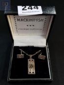 MACKINTOSH NECKLACE AND EARRINGS SILVER