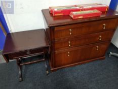 RETRO CHEST OF DRAWERS AND SMALL DROP LEAF TABLE