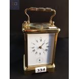VINTAGE CHIMING BRASS CARRIAGE CLOCK