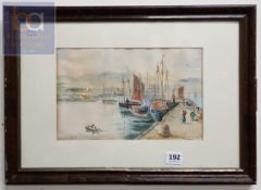 FRAMED WATERCOLOUR ISLE OF MAN HARBOUR
