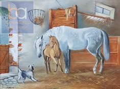 OIL ON CANVAS HORSE AND FOAL