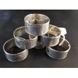 SET OF 6 SILVER NAPKIN RINGS UNENGRAVED- BIRMINGHAM CIRCA 158 GRAMS